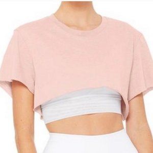 Alo Yoga Extreme Crop Tee Pale Mauve Pink